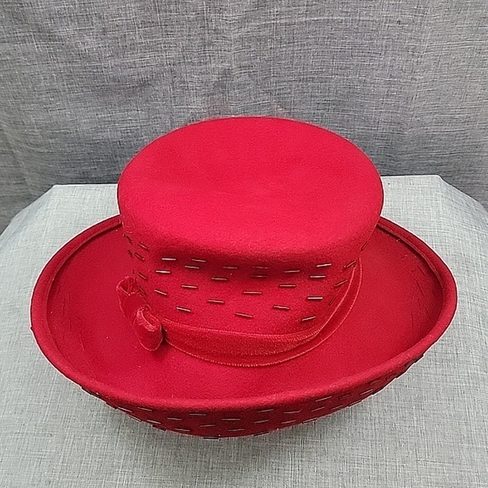 Scala VTG Red Hat Society - Handmade 100% wool Hat Women's - Beaded, Fedora, Bow